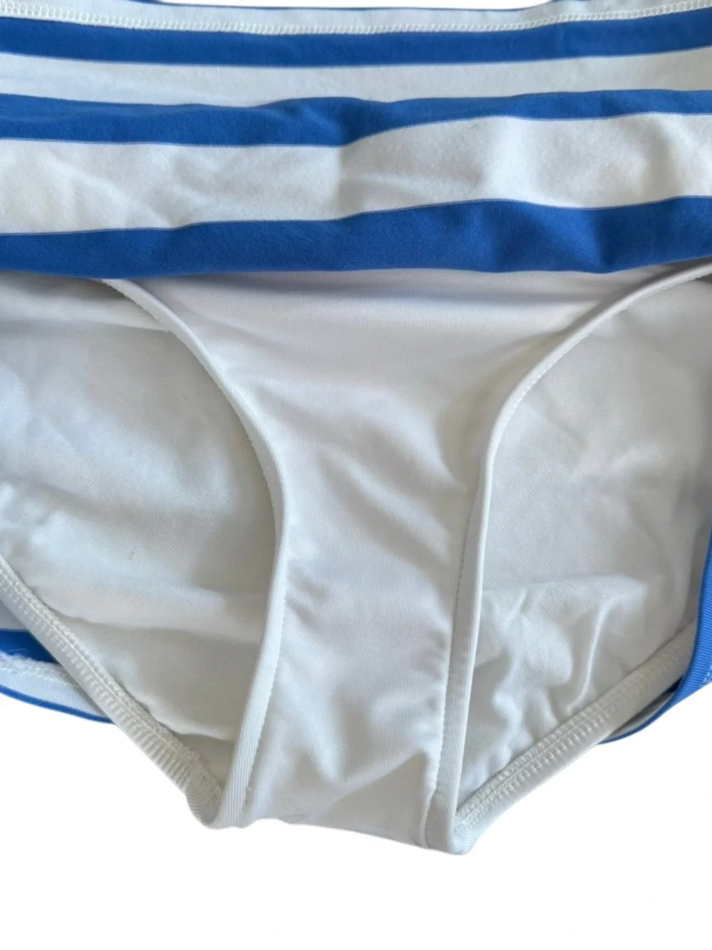 Ralph Lauren Vintage Bikini Skort Two Piece Blue White Stripe Large